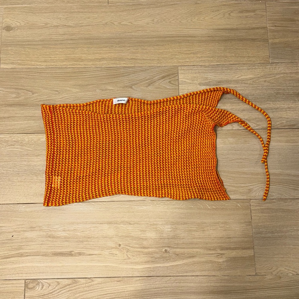 Guizio Orange Knit Cover Up Skirt, L